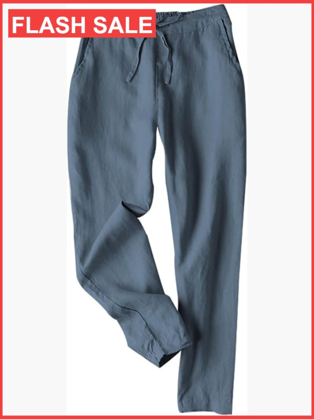 Women's Linen Wide Leg Pants High Waisted Drawstring Casual Summer Beach Joggers